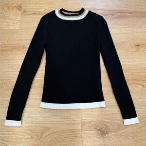 Classic Black Kids Sweater with White Trim